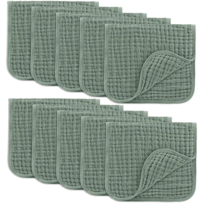 Comfy Cubs Muslin Burp Cloths 20x10" 10 Pack, Baby Burp Cloths - Multi