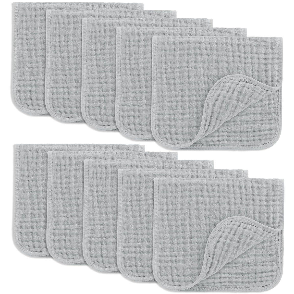 Comfy Cubs Muslin Burp Cloths 20x10" 10 Pack, Baby Burp Cloths - Multi