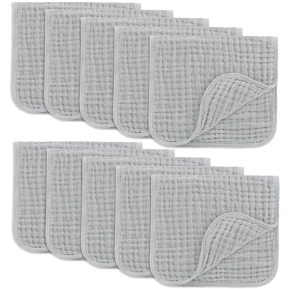 Comfy Cubs Muslin Burp Cloths 20x10" 10 Pack, Baby Burp Cloths - Multi