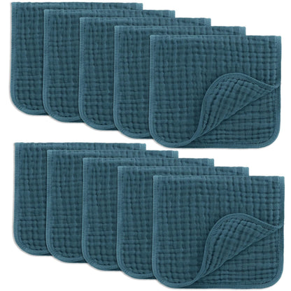 Comfy Cubs Muslin Burp Cloths 20x10" 10 Pack, Baby Burp Cloths - Multi