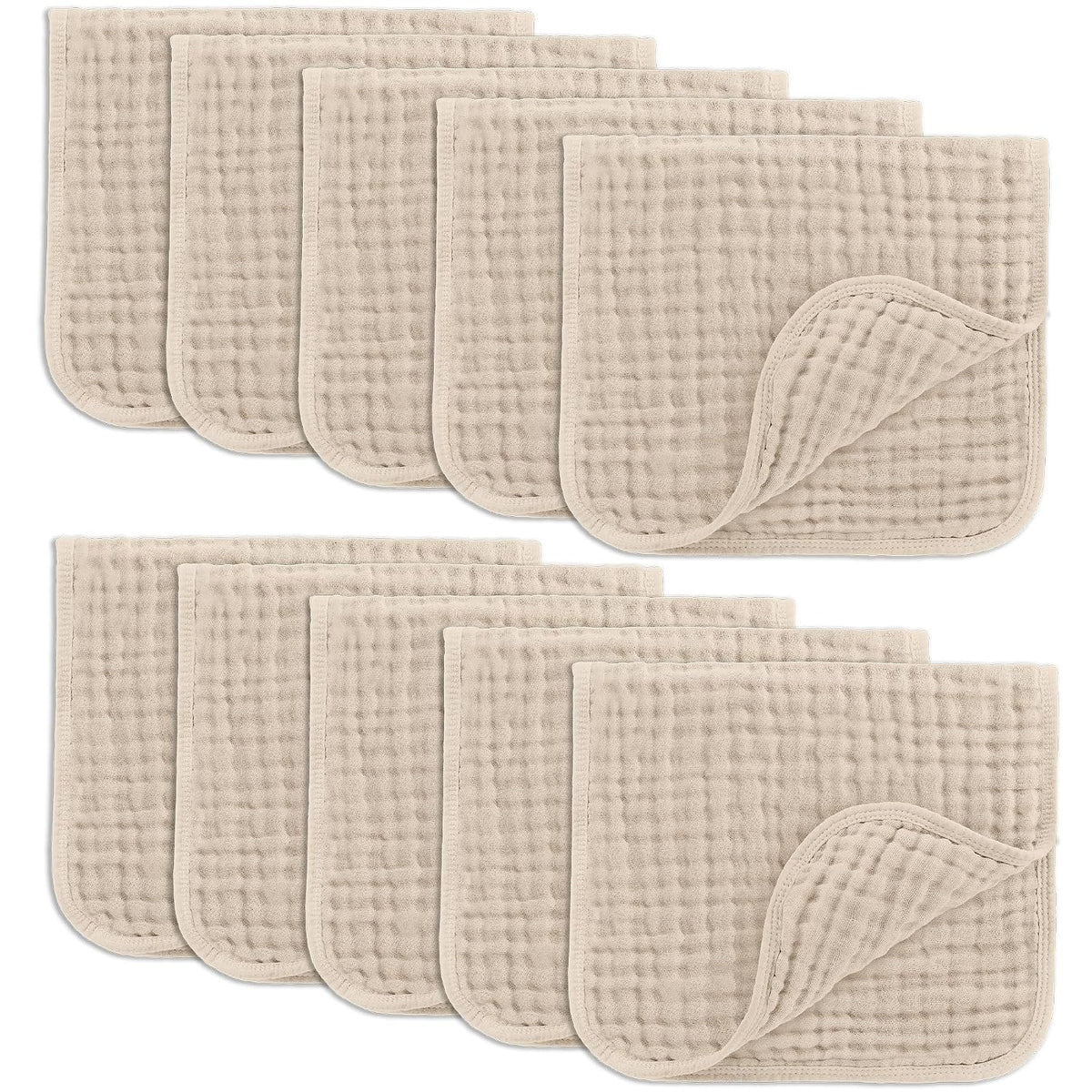 Comfy Cubs Muslin Burp Cloths 20x10" 10 Pack, Baby Burp Cloths - Multi