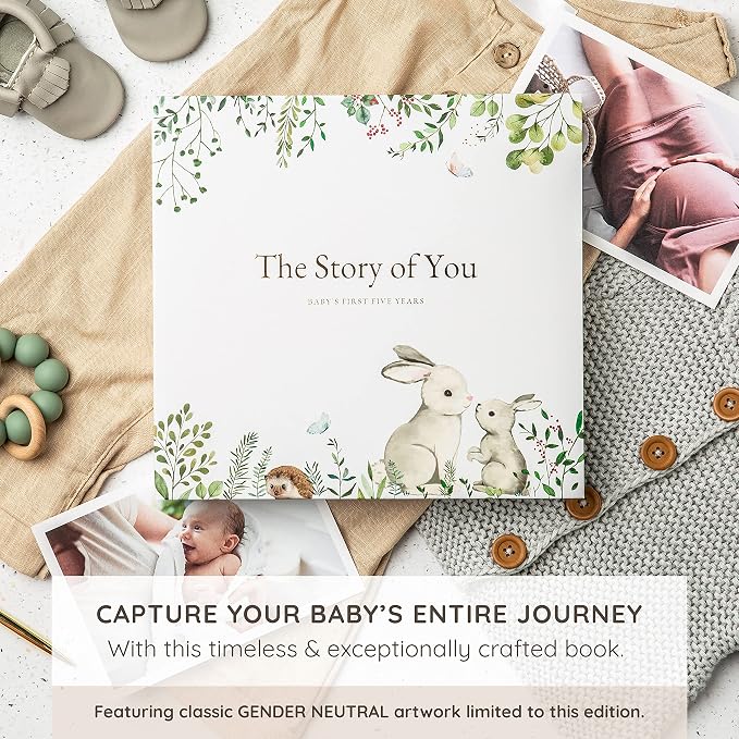 Keepsake Baby Memory Book – Timeless Gender Neutral First 5 Year Baby Book