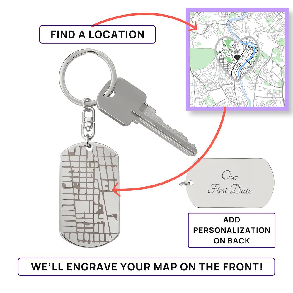 The Way Home — Engraved Map Keychain