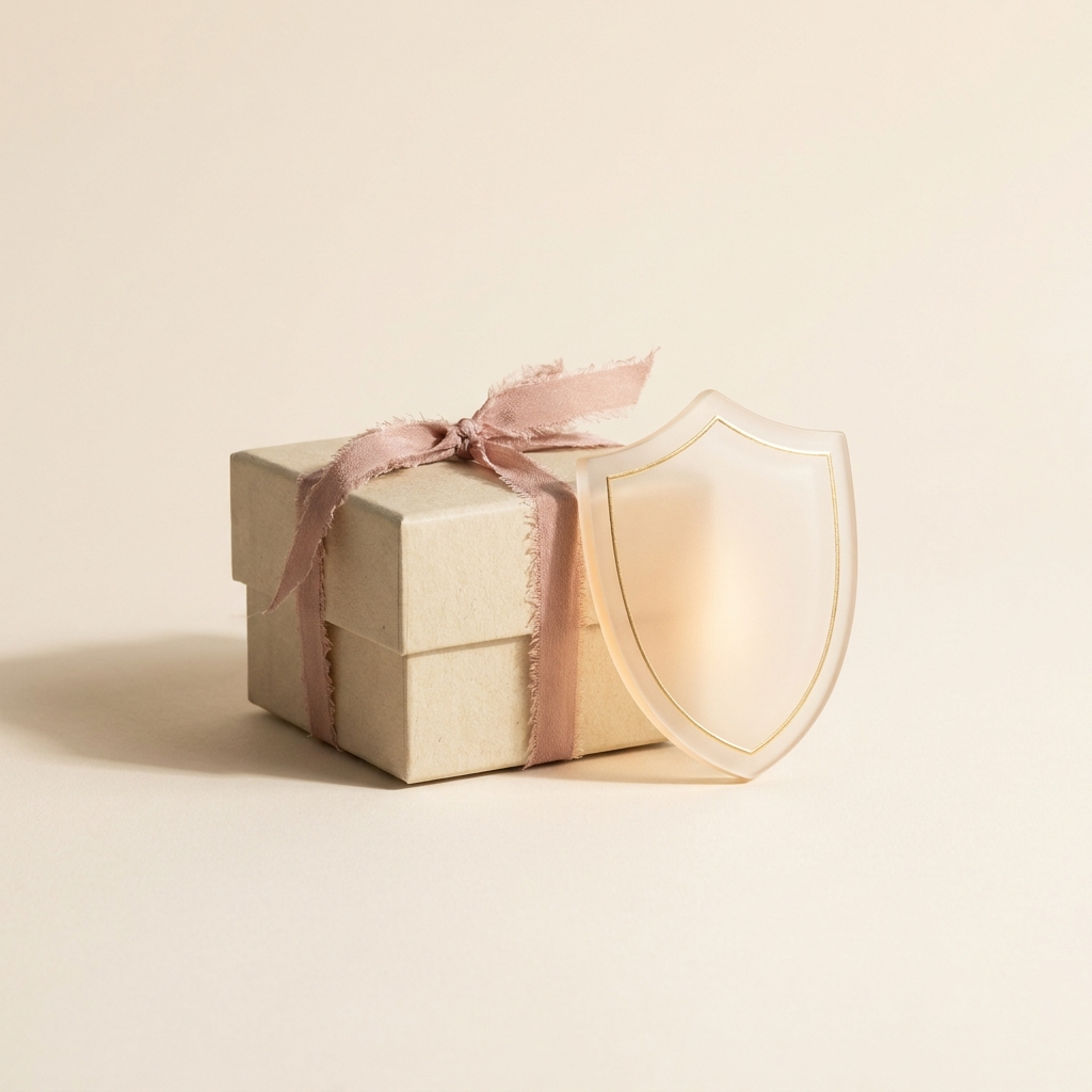 Ivory parcel with gold-edged protection shield