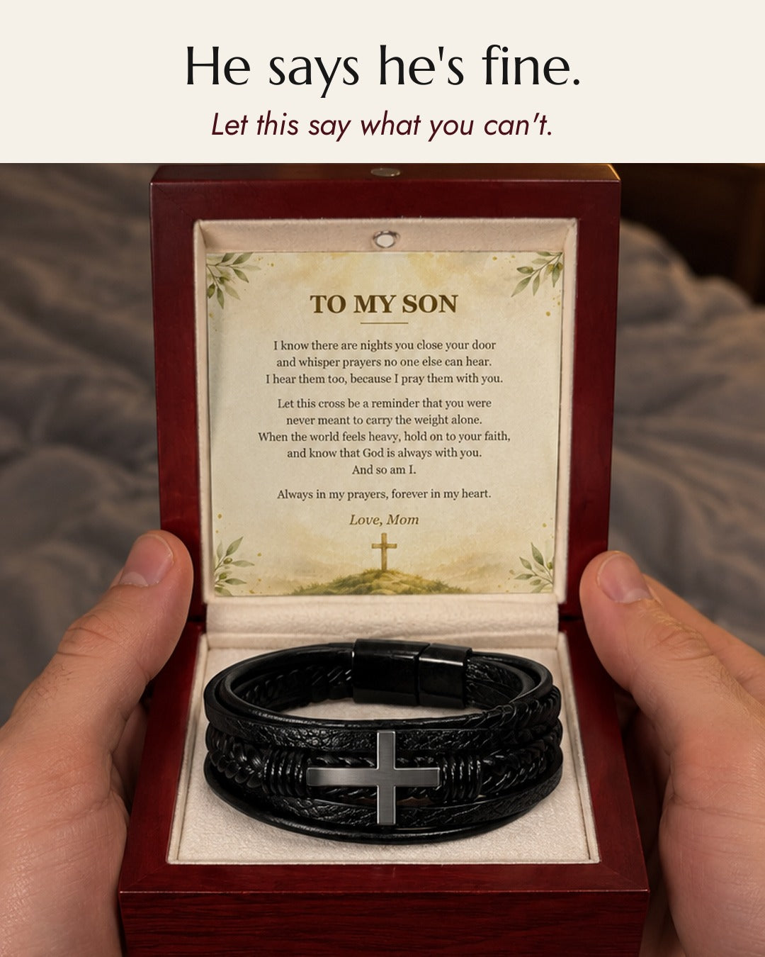 To My Son – Never Alone Cross Bracelet